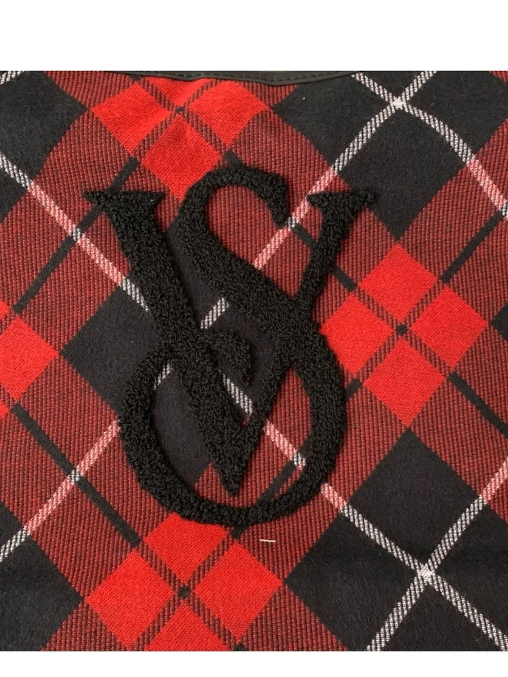 Victoria’s Secret WT Plaid Tote Bag with Monogram Accent - Red & Black
